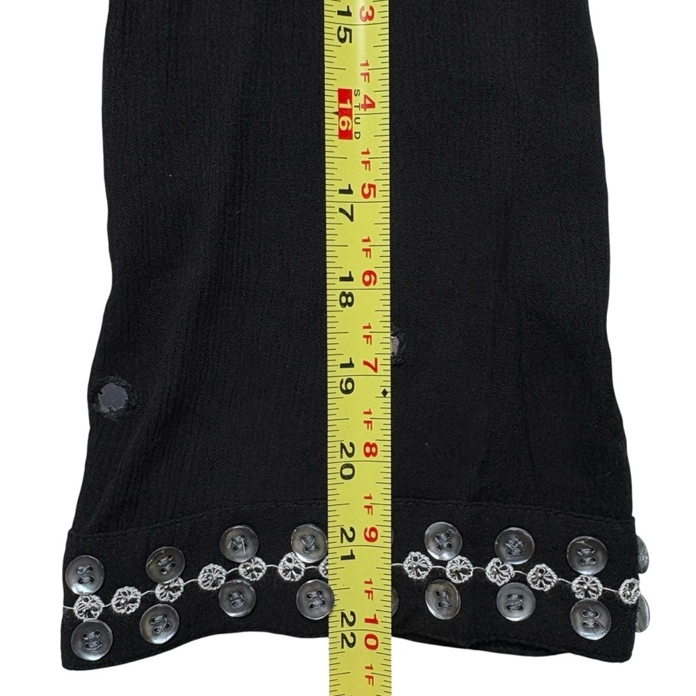 Soft Surroundings Embellished Duster Kimono M Black 3/4 Sleeve Split Cuff Open - Picture 11 of 13